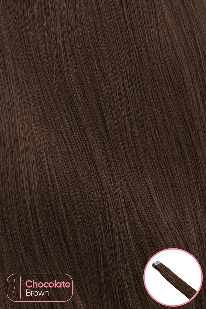 Ultrablend™ Tape In Human Hair Extensions - Chocolate Brown - 18" - Wigporium